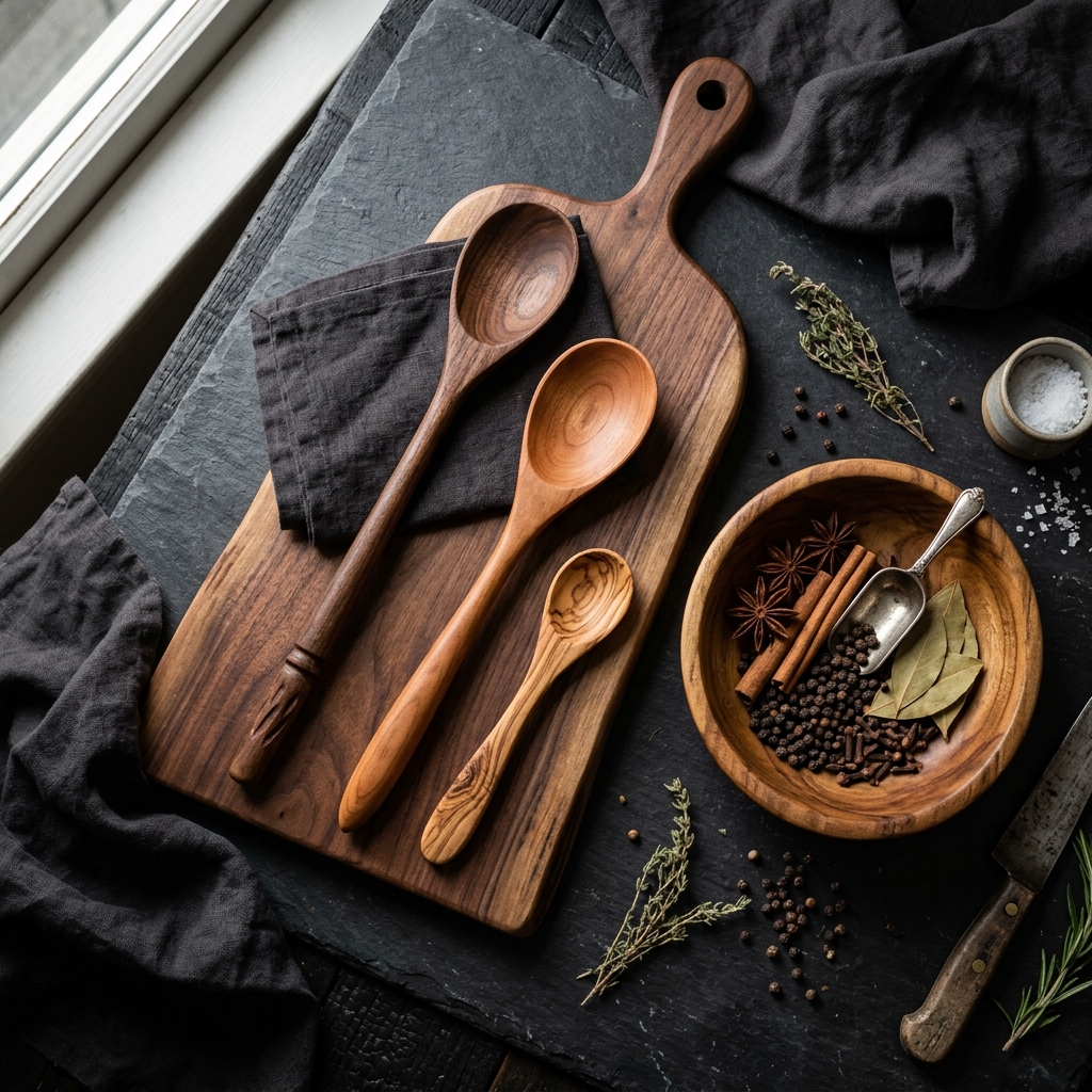 Set Cocina Completa — cucharas, tabla y bol tallado VETA