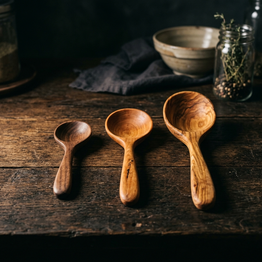 Set Trío Esencial VETA — tres cucharas de madera artesanal